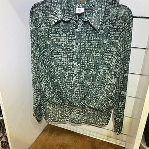 CAbi Green Patterned Blouse